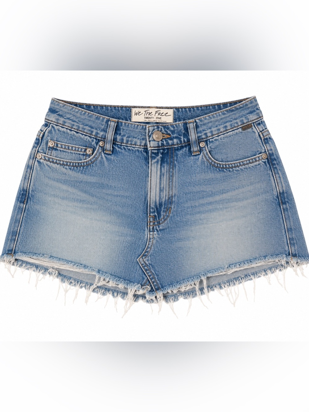 Free People Light Blue Distressed Denim Jean skirt